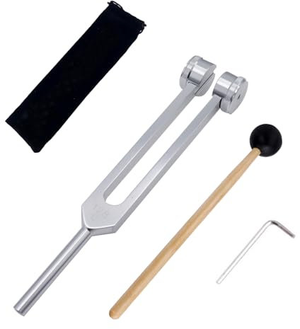 CashBeat 128 Hz gewichtete Stimmgabel, professionelle Stimmgabel aus Aluminiumlegierung, medizinisch für Heilung, C128 Frequenz Schallschieber mit Silikonhammer, Aufbewahrungstasche und Reinigungstuch
