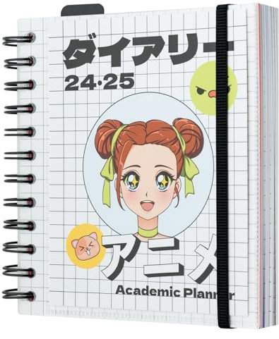 Grupo Erik Schulplaner 2024 2025 Anime Trend Kalender 2024 Buchkalender Tagesansicht - Planer 2024 2025 Schüler - Einschulung Terminkalender 2024/2025 Ringbuch Hausaufgabenheft 2024/2025