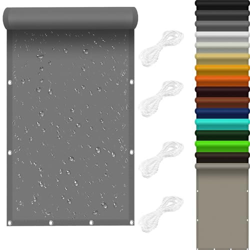 Sonnensegel mit Öse 3.3 x 7 m 98% UV Schutz Sonnensegel Terrassenüberdachung mit Ösen Und Kordel Reißfest für Garten Balkon Terrasse Camping, Hellgrau