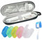 TYSORETY 5 Stück Zahnbürsten Abdeckungen & A Zahnbürsten-Reiseetui für Oral-B/Oral-B Pro/Phlips Sonicare Elektrische Zahnbürste, Tragbares Hartschalen Reisetasche (schwarz)