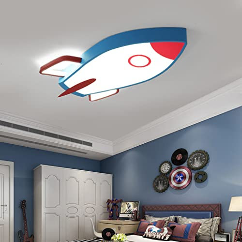 SSNCcNC LED Deckenleuchte Kinderzimmerlampe Kreativ Cartoon Rakete Design Dimmbar Mit Fernbedienung 22W Kind Junge Schlafzimmer Deckenlampe Acryl Schirm Eisen Wohnzimmer Deko Leuchte 70 * 34 * 6cm