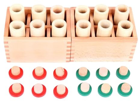 Folpus Cylindres sonores avec boîte en Bois, matériel sensoriel Montessori, boîtes à Sons pour garçons et Filles