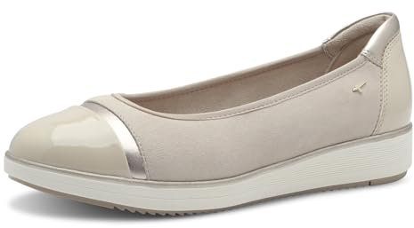 Tamaris Comfort Damen Ballerinas Runde Spitze Bequem, Beige (Beige), 40 EU