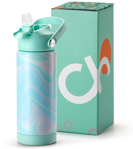 Choco Mocha Girls Water Bottle Kids Stainless Steel Water Bottle Metal Water Bottle with Straw Leak Proof Insulated Bottle for School BPA Free Double Wall 14/18 Oz,Teal Fluids