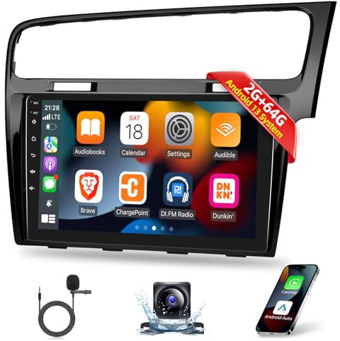 for 2013-2018 Volkswagen VW Golf Radio, [2G+64G] 10.1 inches Touch Screen Golf Android Car Stereo, Carplay/Android Auto/1080P/DSP EQ Audio/Bluetooth + Backup Camera