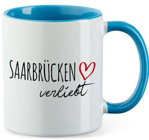 huuraa Tasse Saarbrücken verliebt Präsent Becher Blau 330ml Saarbrücken Geschenkidee