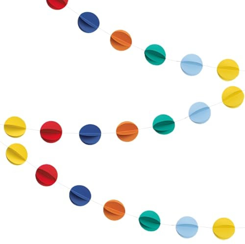 Klassische mehrfarbige Mini-Wabenball-Girlande, 2,1 m, lebendiges und lustiges Design, ideal für Geburtstage, Hochzeiten und Festliche Veranstaltungen