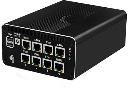 MNBOXCONET Mini PC Computer Core i3 N305(bis zu 3.8GHz), 8 Port I226V LAN, Firewall Appliance Hardware Micro Desktop DDR5 32GB RAM M.2 NVME 2TB SSD, HD, DP, TypeC 4K Win 11 Pro, SIM