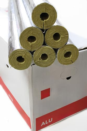 Rohrisolierung ¦ WLG 0,035 ¦ Steinwolle ¦ Dämmung ¦ alukaschiert ¦ Rohrschale ¦ erfüllt die GEG-Anforderungen ¦ analog zu ROCKWOOL (alukaschiert, RW 22x20 - 36m (1 Karton))
