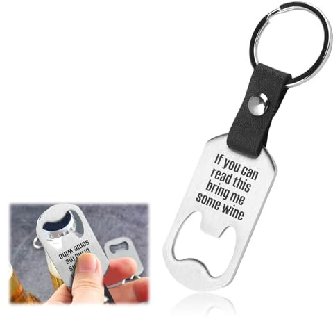 Joynine Ouvre Bouteille Porte clé Décapsuleur Cuir Métal Décapsuleur bring me some wine Biere Cadeau Original Rigolo Ouvre Bouteille Cadeau Homme pour Père Fête Grand-Père Anniversaire Oktoberfest