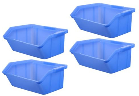 ROMISBABA 4pcs Warehouse Storage Box Fridge Organiser Lid Organiser Pantry Storage Containers Organizer Bins Drawer Organiser Storage Cubes Garage Shelving Racking Desk Organiser Abs Blue