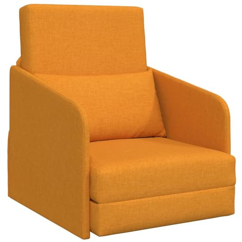 vidaXL Boden Sofa Bett 2 in 1 Dunkelgelb mit abnehmbaren Bezügen Kompakte Sitzgelegenheit für Wohnzimmer und Schlafzimmer Akzentstuhl Kleine Räume Langlebig Indoor Modern Multifunktional