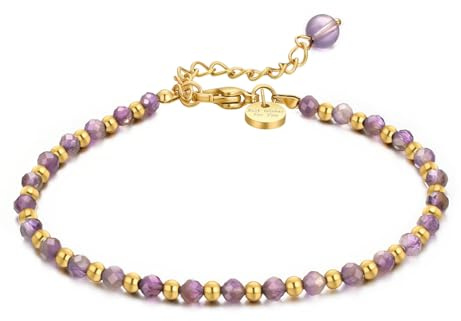 vissen Natural Stone Bracelet for Women Gold Plated Stainless Steel