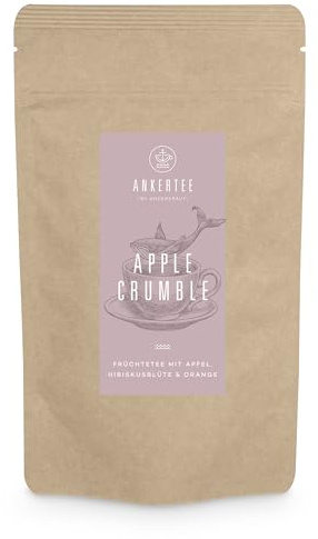 ANKERTEE Apple Crumble | Früchtetee mit Apfel & Hibiskusblüte | 130g im Beutel | loser Tee | by Ankerkraut | Früchteteemischung für ca. 50 Tassen | fruchtig
