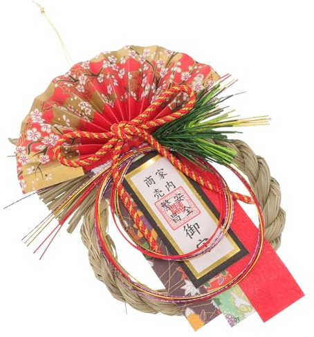 Angoily Décoration de Porte Japonaise Paille Tissée pour Nouvel an Ornement Suspendu Léger et Résistant pour Maison et Restaurant Symbolique et Traditionnel