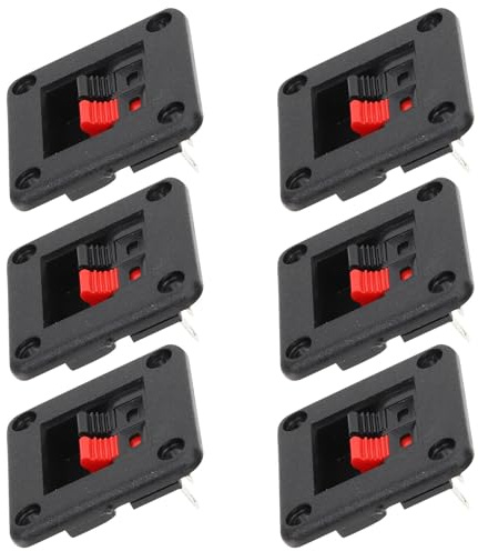 OKUMEYR 6pcs Professional Stereo Speaker Spring Terminal Connectors with Colored Clips, 2-way Binding Wire Connectors for Home Audio Speaker Wiring and Signal Transfer