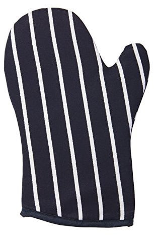 Classic Butcher's Stripe Oven Gauntlet in Navy Blue