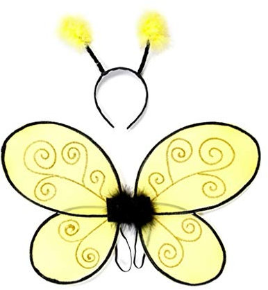 Trullala Bienenflügel-Set mit Fühlern, Bienenkostüm, 40 cm, in gelb