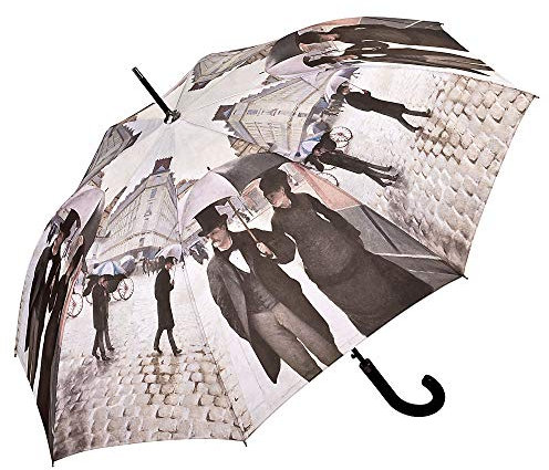 VON LILIENFELD® Regenschirm Auf-Automatik Stockschirm Kunst Motiv Gustave Caillebotte: Paris im Regen