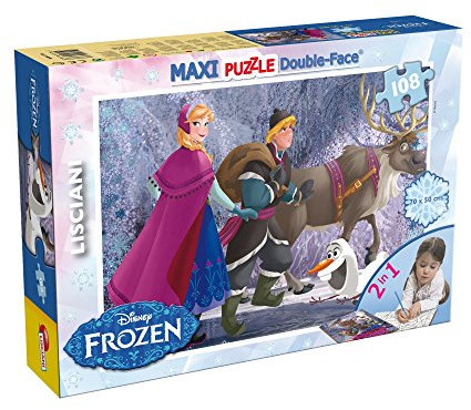 Liscianigiochi 46898 Disney Frozen Puzzle 2 in 1 Doppel Gesicht Supermaxi 108 Stück Die Eiskönigin, Mehrfarbig, Einheitsgröße