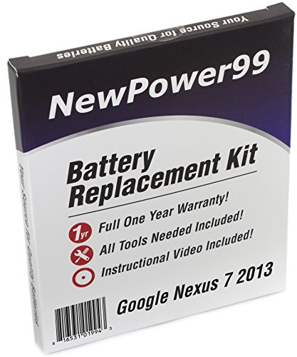 NewPower99 Battery Replacement Kit compatible with your Nexus 7 2013 Tablet (Asus Nexus 7 2nd Gen) with Video Instructions, Installation Tools, and Extended Life Battery