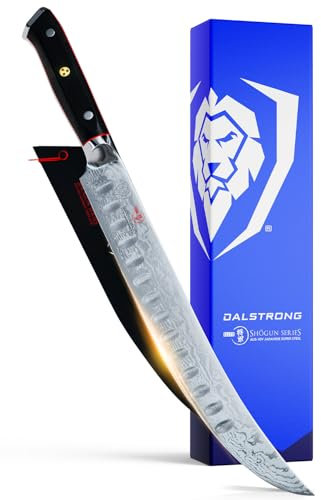 DALSTRONG Couteau de Boucher et Rupture - 10 - Série Shogun - Damas - Acier Super Japonais AUS-10V - Poignée G10 Noir - Traitement Sous Vide - Avec Gaine