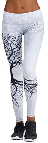 Leggings Damen, ABsoar Damen Baum Print Sport Leggings Yoga Hosen Workout Gym Fitness Übungen Sportlich Leggings Strumpfhosen (S, Weiß)