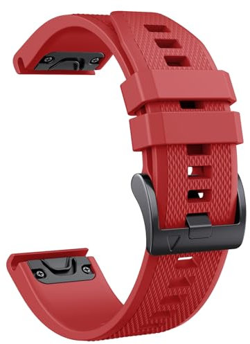 Quickfit 22mm für Garmin Fenix 5/5 Plus/6/6 Pro/8 47mm/7/7Pro/E 47mm, Quickfit Armband 22mm für Garmin Epix 2, Instinct/Instinct 2, Forerunner 935/945/955/745, Approach S60/S62, Descent G1(Rot)