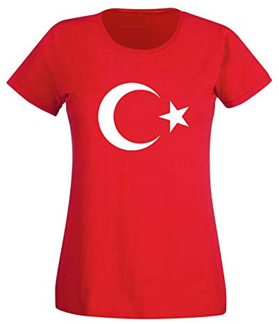 T-Shirt Türkei Türkiye Turkey Istanbul Antalya Fahne 13 Farben Herren XS - 5XL National Flagge Ankara Atatürk Süleymaniye-Moschee, Größe:5XL, Farbe/Logogröße:rot- Logo Weiss/Brust Mitte