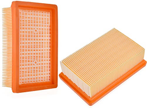 Leadaybetter Lot de 2 filtres plissés plats pour Kärcher WD4/WD5/WD6 /MV4/MV5/MV6/WD4P/WD5P/WD6P Aspirateur Remplacement Filtre pour Kärcher 2.863-005.0 aspirateur
