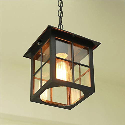 Hängelleuchte retro schwarz Außen Pendellampe Wasserdichter IP23 E27 Höhenverstellbar Hängelampe Aluminium/glas esszimmer Balkon Dekorative Pavillon Outdoor pendant light 18 * 26cm
