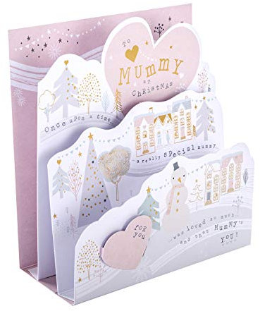 Hallmark Weihnachtskarte Mama Weihnachtskarte 3D & Pop Up Karte mit Goldfolien-Details Rosa