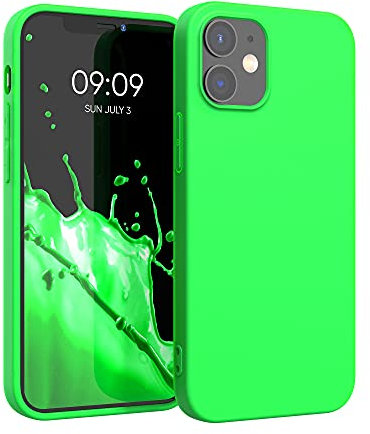 kwmobile Hülle kompatibel mit Apple iPhone 12 / iPhone 12 Pro Hülle - weiches TPU Silikon Case - Cover geeignet für kabelloses Laden - Neon Grün