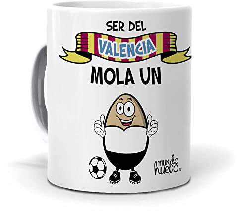 Tazas de Fútbol | Ser del Valencia Mola un Huevo | Taza de Desayuno F.C. Valencia | Regalo Original para Aficionados del Fútbol | Cosas para Regalo de Cumpleaños | Cerámica 350 ML