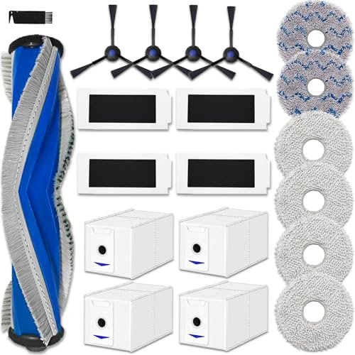 AVAENZO Zubehörset Ersatzteile für Ecovacs Deebot T30 Pro Omni / T30 Omni, 1 Hauptbürste 6 Wischpads 4 Filter 4 Seitenbürsten 4 Staubsaugerbeutel Ersatzteile (20-Pack)