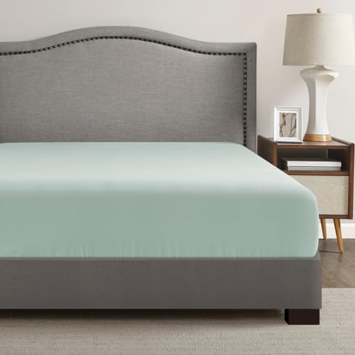 Comfort Spaces Coolmax feuchtigkeitsableitendes Spannbetttuch, nur super weich, farbecht,43,2cm TiefeTasche,rundum elastisch-warmes Wetter kühlende Bettlaken für Nachtschwitzen,Queen, Aqua, CS20-1481