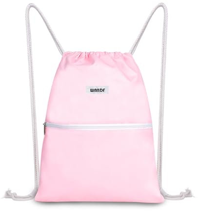 WANDF Rucksack mit Kordelzug Turnbeutel Sportbeutel Gym Bag Mit Aussentasche Verstellbar Tunnelzug Gymsack für Damen Herren Kinder mit Innentasche 11 Liter für Sport und Reisen (Hell-Pink)