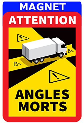 lepni.me 1er Pack Magnetischen Warnschild Achtung Toter Winkel Morts Aufkleber für LKW in Frankreich Starker Magnetaufkleber mit UV-Schutz