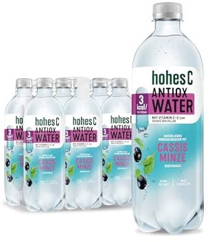 hohes C Antiox Water Cassis Minze (6 x 750ml), Zellschutz mit Vitamin C & Vitamin E, nur 3 kcal/100ml, ohne Zuckerzusatz, ohne Konservierungsstoffe, vegan