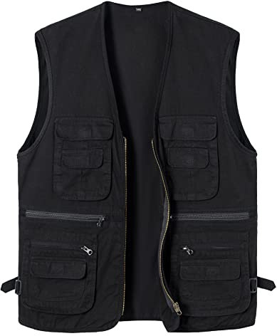 Yukirtiq Anglerweste Herren Ärmellos Fischerjacke Freizeitweste Jagdweste Fischerweste Herrenwesten Fotografie Wandernweste mit Vielen Taschen, Schwarz, XL