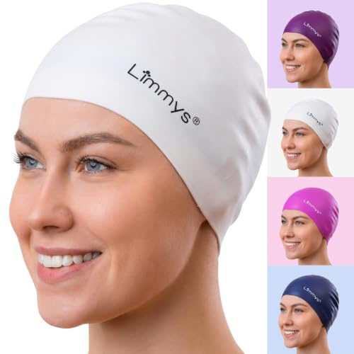 Limmys Silikon Badekappe für Erwachsene – rutschfest, Ohne Druck, Stretch | 100 % latexfreies Silikon - Sicherer Ohrverschluss - Einfach an & aus - Chlorbeständig & langlebig