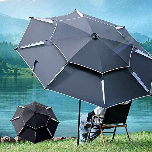 XFAK Parapluie De Pêche avec Pied Parasol De Plage Rond 260cm Portable Parapluie Pêche Double Couche Ombrelle Respirante|Hydrofuge|Sunscreen (Size : Ø240cm)