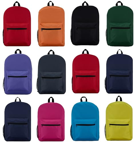 Yacht & Smith 12 Pack 17 Inch Wholesale Children's School Backpack, Bulk Water Resistant Knapsacks For School Age Kids (12 Pack Backpack Assortment)
