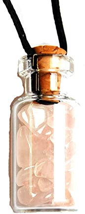 Esoterik-Versand Anhänger, Fläschchen mit kleinen Edelsteinen gefüllt, Rosenquarz