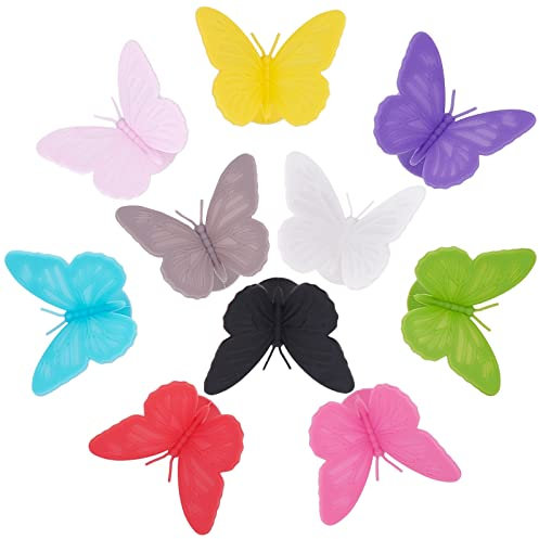SUNNYCLUE 10piezas Marcadores de Vino de Silicona Encantos de Copa de Vino de Silicona Identificadores de Vidrio de Mariposa para Bebidas Copa de Succión Etiquetas de Vino de Mariposa Marcadores de Vi