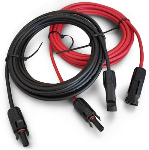 ANFIL 4mm2 / 12AWG Cavo di Prolunga per Pannelli Solari con Connettore Maschio e Femmina (9m rosso + 9m nero)