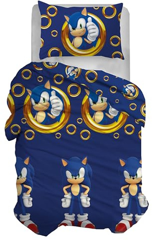 hermet Sonic Einzelbettbezug, Einzelbett, Baumwolle, Bettbezug-Set mit Kissenbezug, 100% Baumwolle, offizielles Produkt