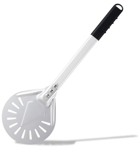 Pizza Turning Peel 7 Inch Round Anodized Aluminum Perforated Pizza Peel Turner With Metal Handle Pizza Paddle Spinner For Outdoor Pizza Oven Accessories