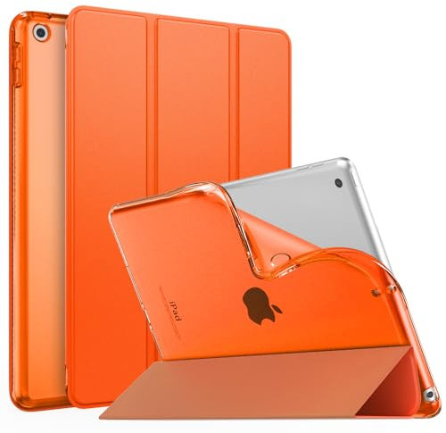 MoKo Case for iPad 10.2 iPad 9th Generation 2021/ iPad 8th Generation 2020/ iPad 7th Gen 2019, Soft Frosted Back Cover Slim Shell Case with Stand for iPad 10.2, Auto Wake/Sleep, Orange