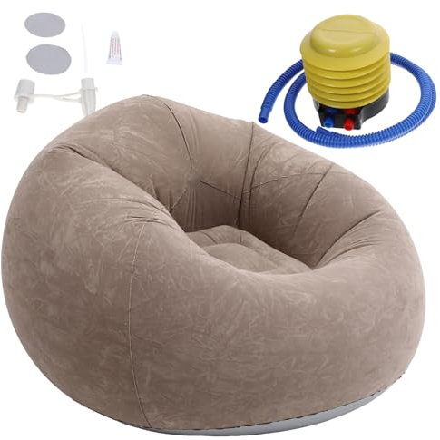HOMSFOU 1 Satz Aufblasbares Beflockungssofa Aufblasbare Couch Für Draußen Einzelner Sofastuhl Beflocktes Sofa Faules Sofa Sitzsäcke Stuhl Liegen PVC Die Faulen Freizeit Im Freien Tragbar
